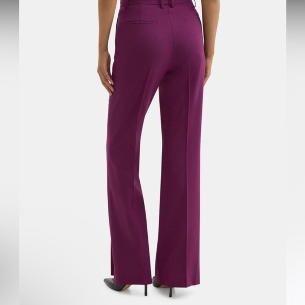 Theory High-Waist Flare Pant in Sevona Stretch Wool in Sangria, NWT, size 12